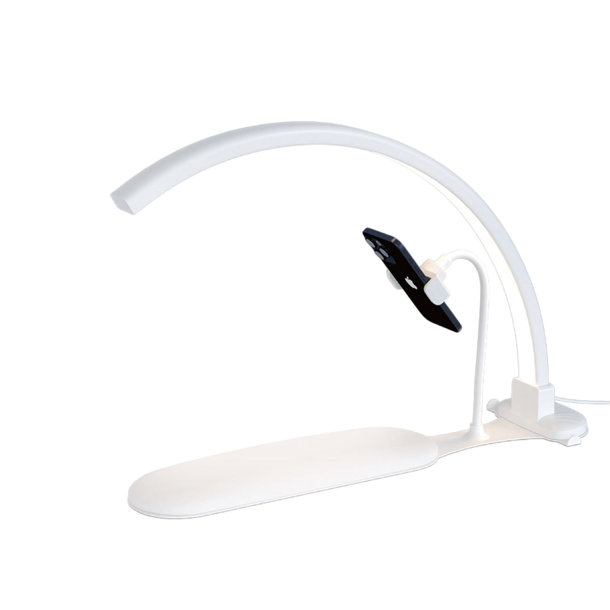 NOVAL 3-in-1 Half Moon Nail Desk Lamp with Hand Rest & Phone Holder