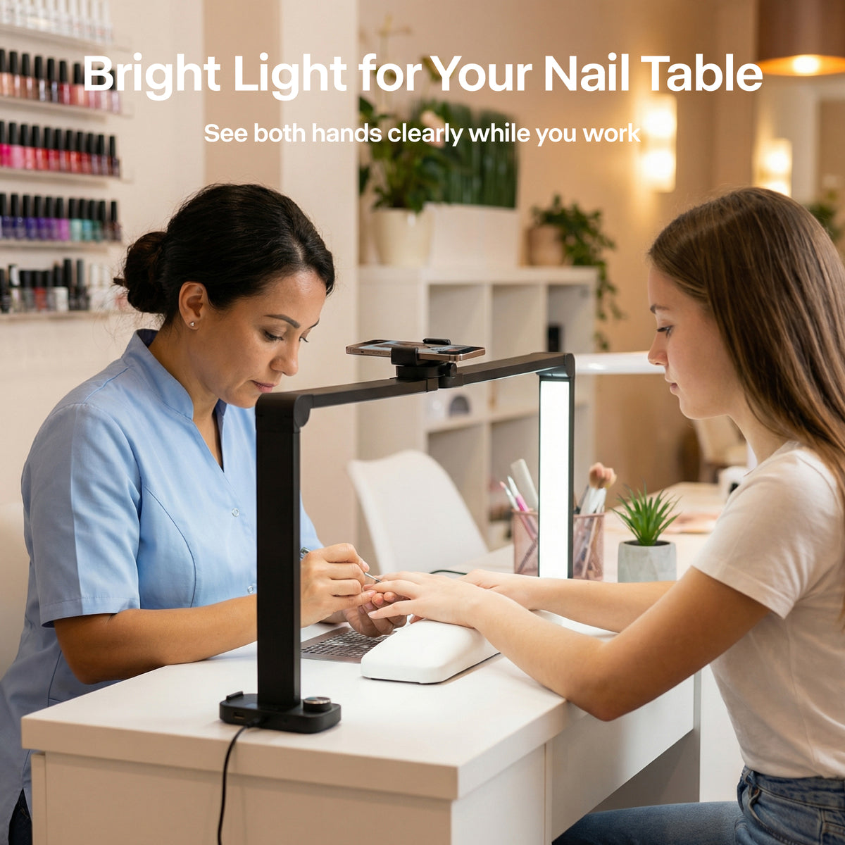 NOVAL 40W Foldable Nail Desk Lamp with Phone Holder