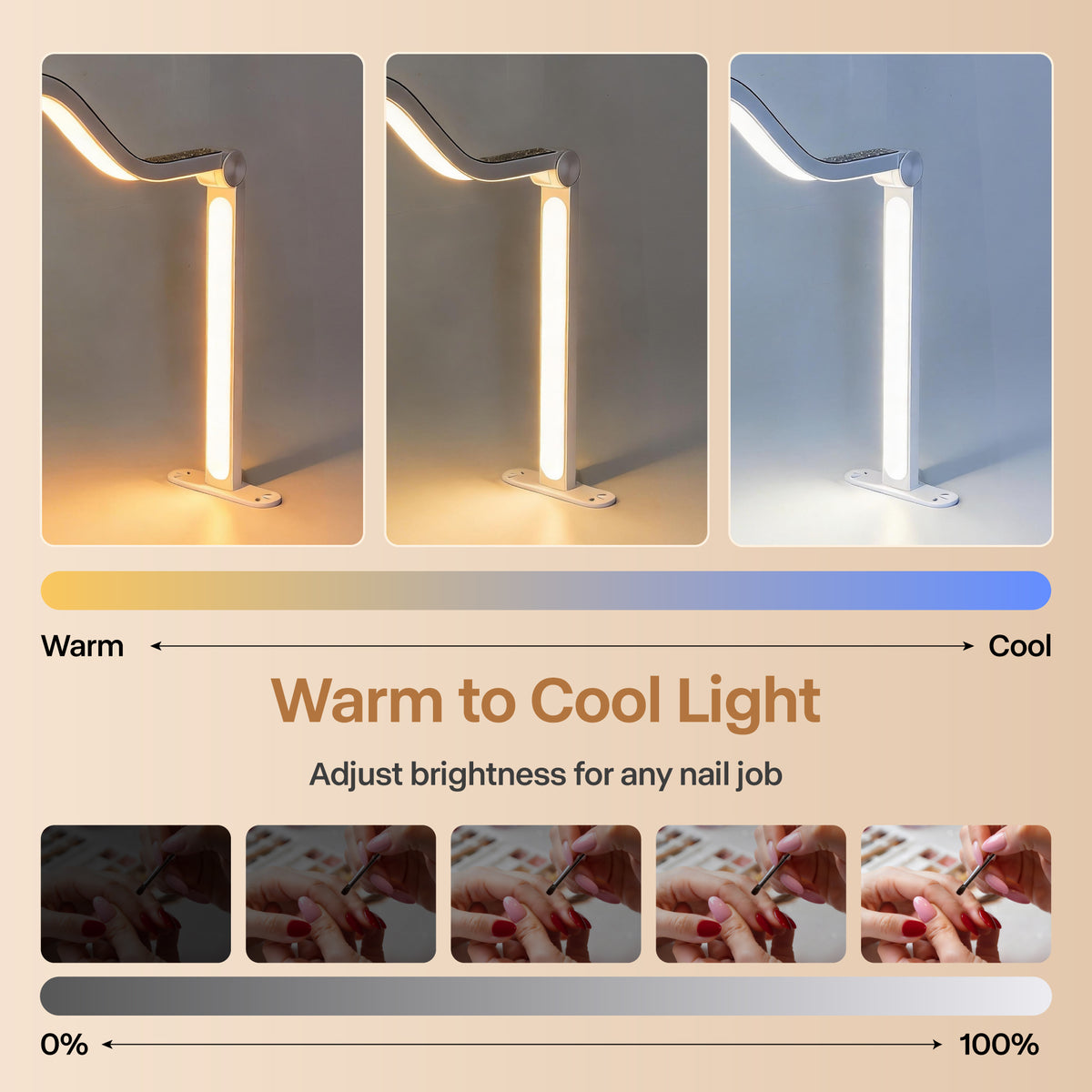 NOVAL 48W Foldable Half Moon Nail Desk Lamp with Phone Holder