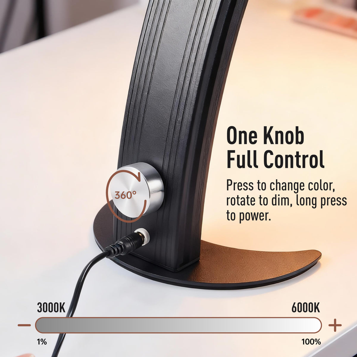 NOVAL Half Moon Nail Desk Lamp with Phone Holder, Black