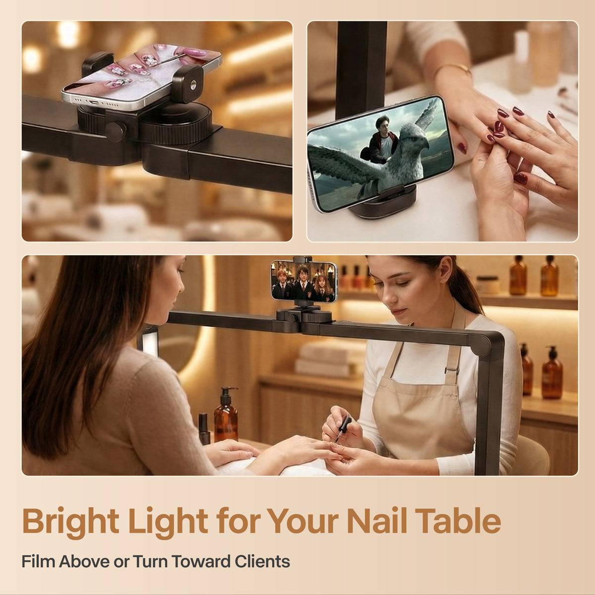 NOVAL 40W Foldable Nail Desk Lamp with Phone Holder