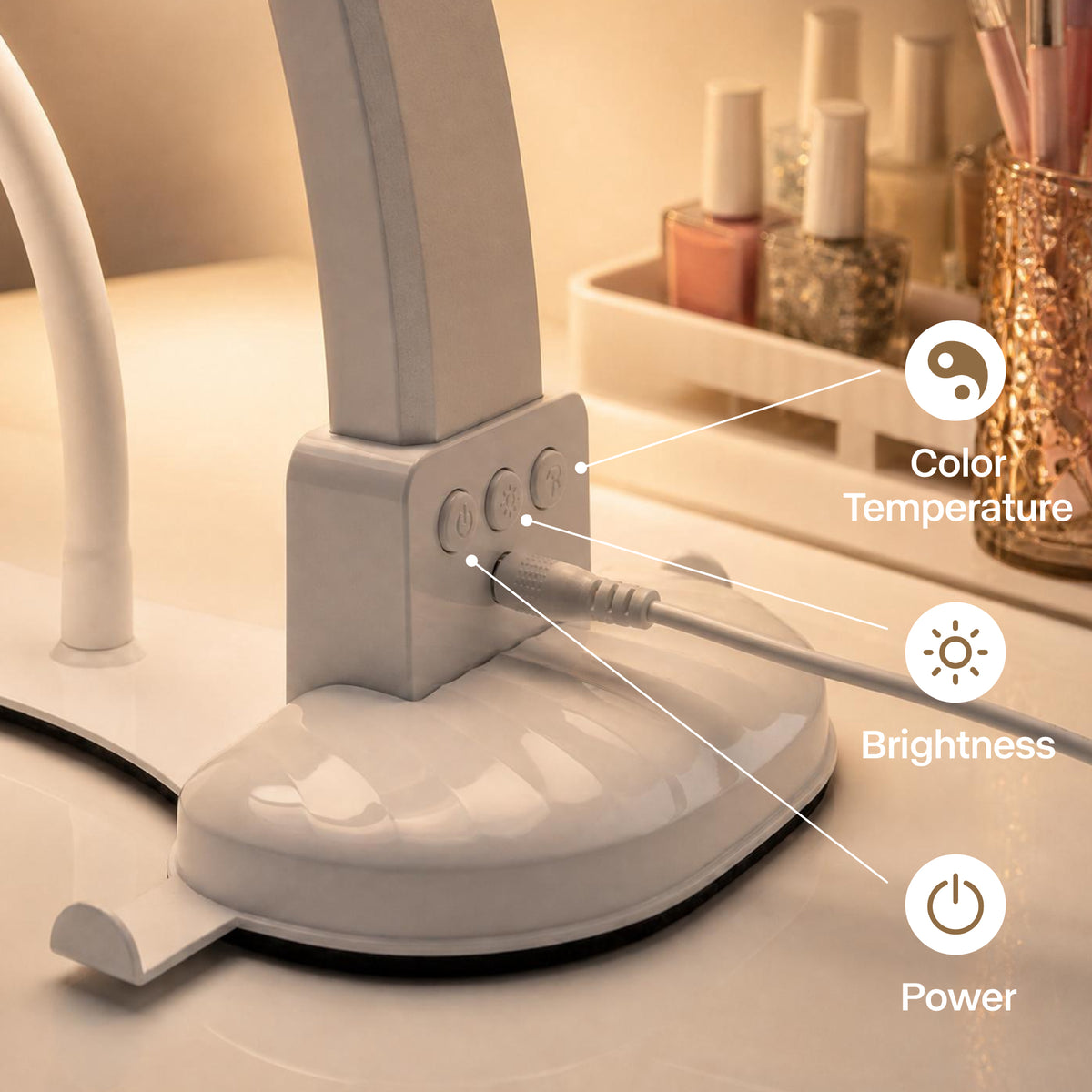 NOVAL 3-in-1 Half Moon Nail Desk Lamp with Hand Rest & Phone Holder