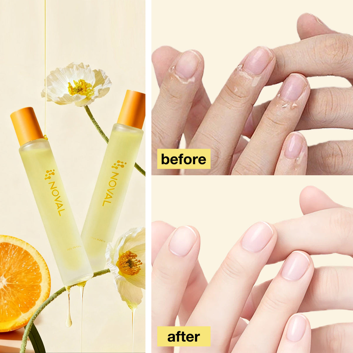 NOVAL Citrus Roll-On Cuticle Oil with Jojoba Oil, 0.34 fl oz