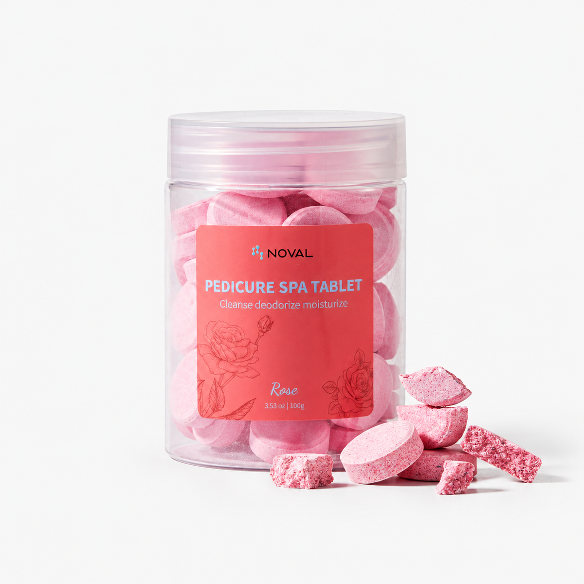NOVAL Rose Pedicure Spa Tablets for Nail Salons, 50 Count