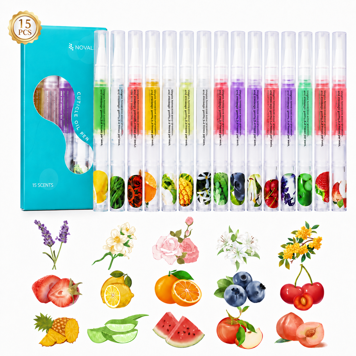 NOVAL 15 scented cuticle oil pens set