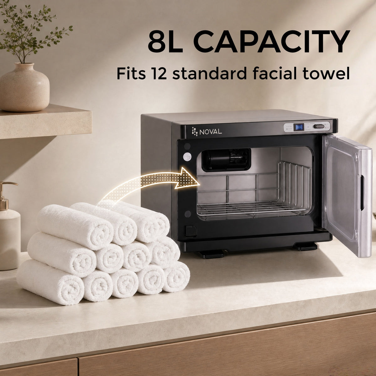 NOVAL 8L hot towel warmer cabinet with towel capacity