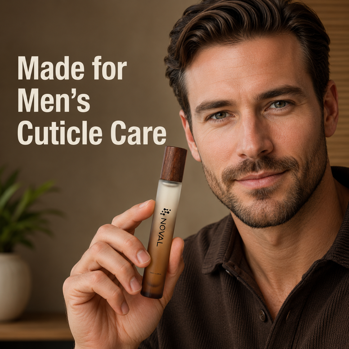 NOVAL Sandalwood Roll-On Cuticle Oil for Men with Jojoba Oil