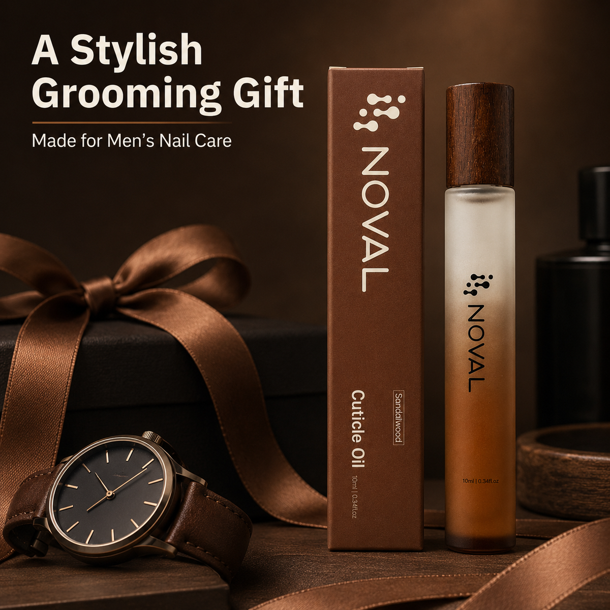 NOVAL Sandalwood Roll-On Cuticle Oil for Men with Jojoba Oil