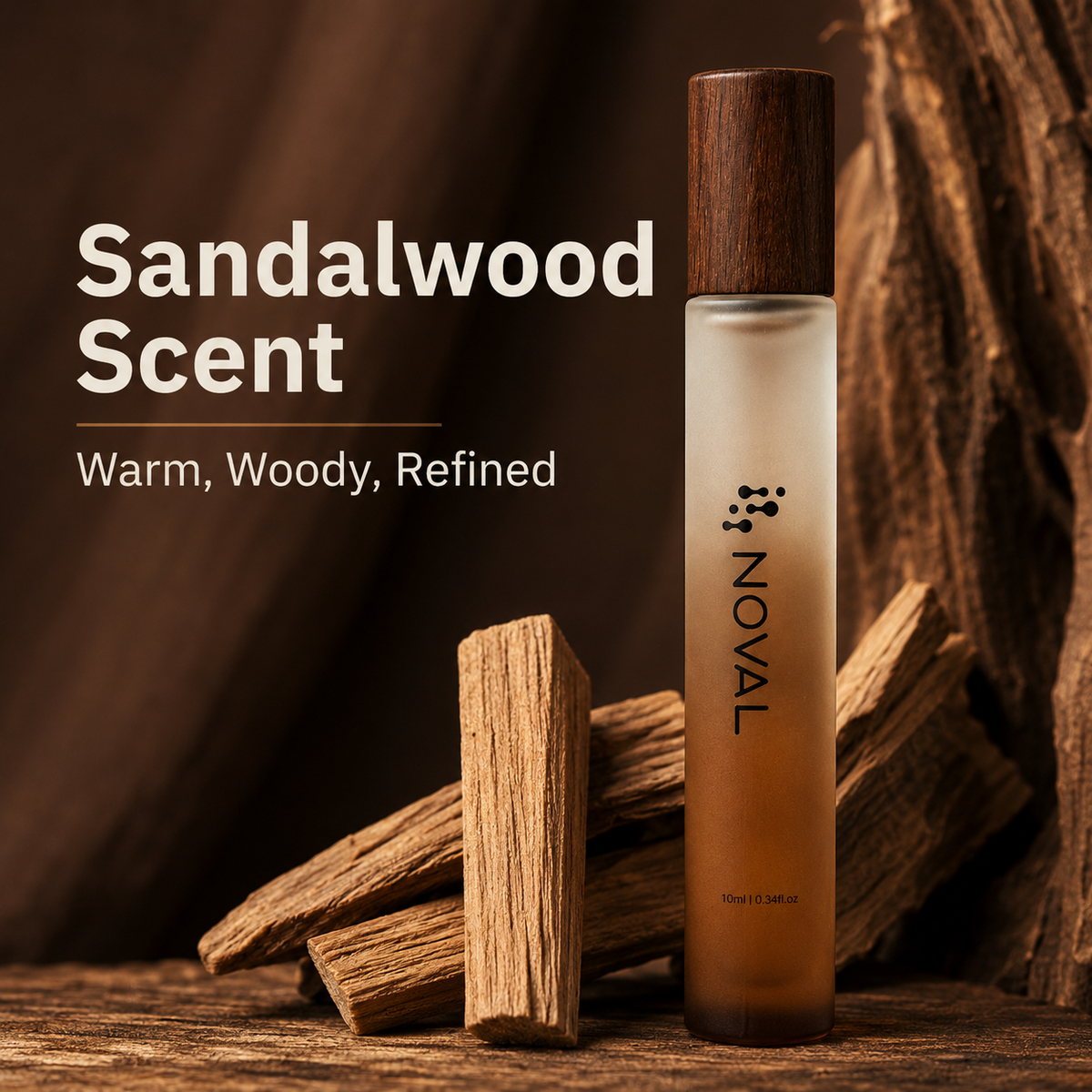NOVAL Sandalwood Roll-On Cuticle Oil for Men with Jojoba Oil