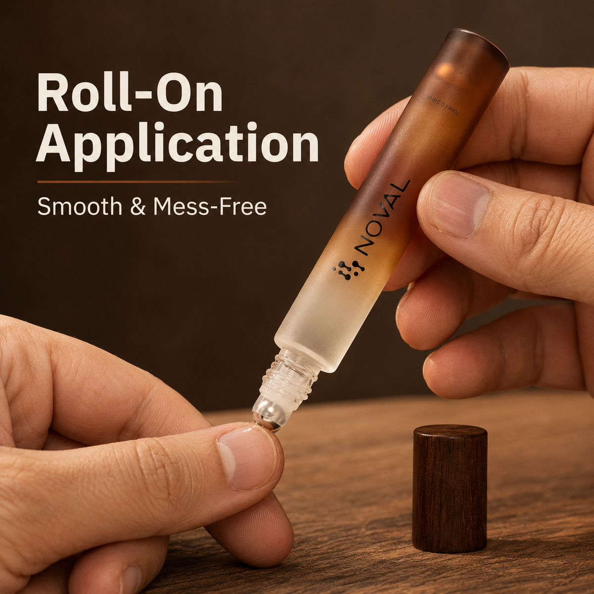NOVAL Sandalwood Roll-On Cuticle Oil for Men with Jojoba Oil